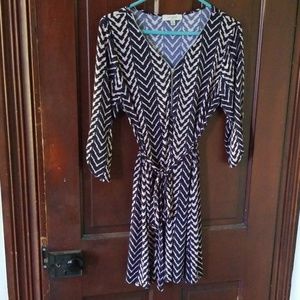 Blue and Cream Patterned Dress. Size XL Petite.